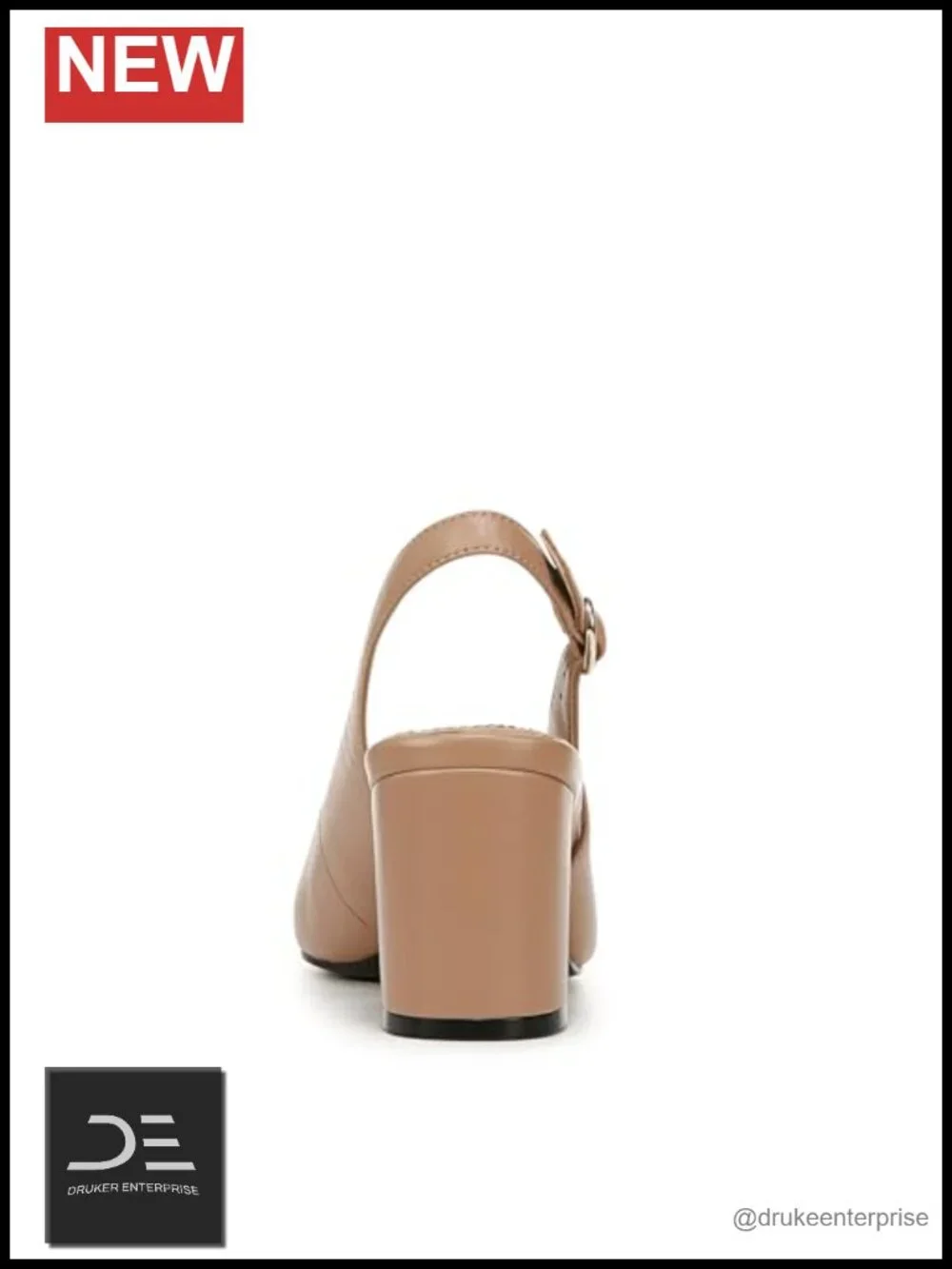 Leather and PU Cap Toe Slingback Block Heel Pump Women Business Casual
